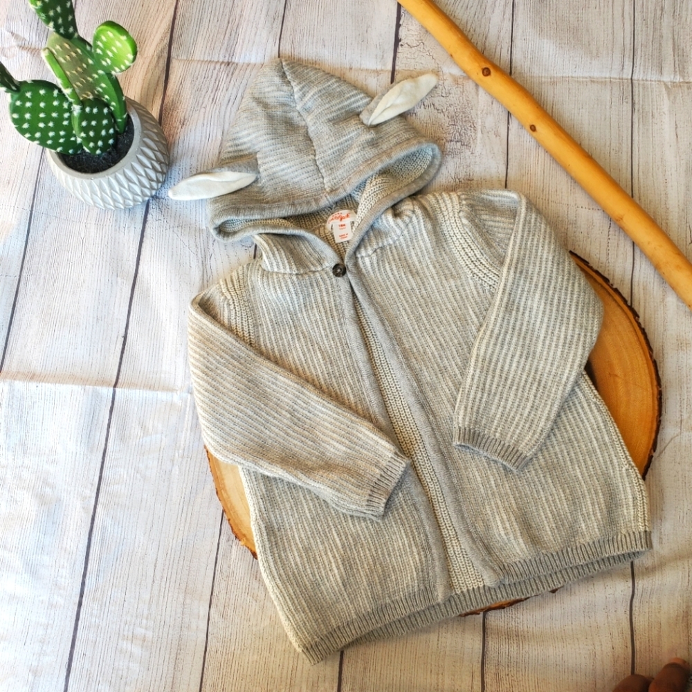 Cat and jack 18 month bunny ear sweater Cardigan hoodie long sleeve top